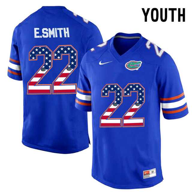 Florida Gators #22 E.Smith Blue USA Flag Youth College Football Jersey