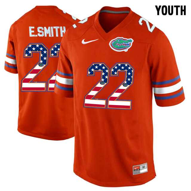 Florida Gators #22 E.Smith Red USA Flag Youth College Football Jersey