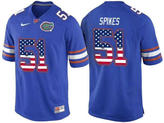 Florida Gators #51 Brandon Spikes Blue USA Flag College Football Jersey