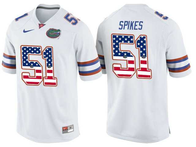 Florida Gators #51 Brandon Spikes White USA Flag College Football Jersey