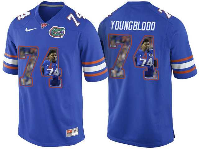 Florida Gators #74 Jack Youngblood Blue With Portrait Print College Football Jersey