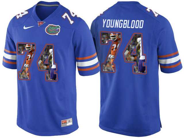 Florida Gators #74 Jack Youngblood Blue With Portrait Print College Football Jersey2