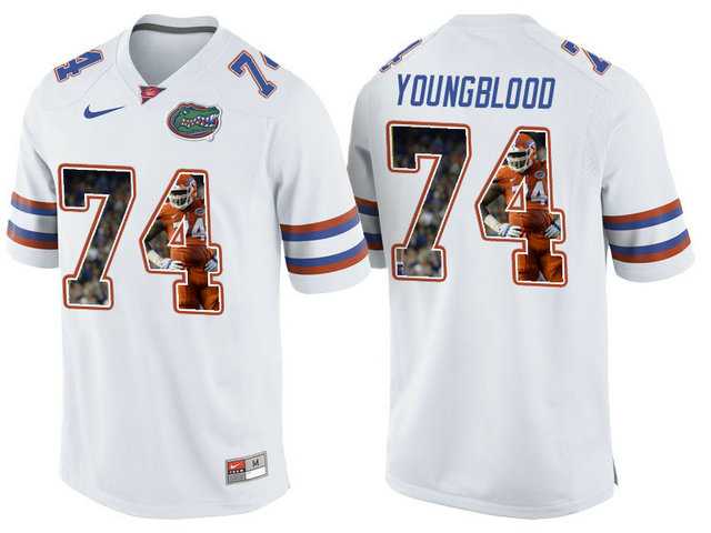 Florida Gators #74 Jack Youngblood White With Portrait Print College Football Jersey2