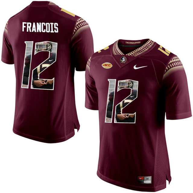 Florida State Seminoles #12 Deondre Francois Red With Portrait Print College Football Jersey