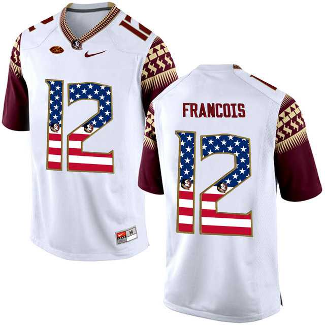 Florida State Seminoles #12 Deondre Francois White USA Flag College Football Limited Jersey