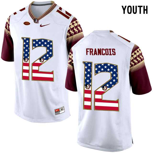 Florida State Seminoles #12 Deondre Francois White USA Flag College Football Youth Limited Jersey