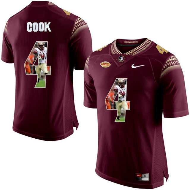 Florida State Seminoles #4 Dalvin Cook Red With Portrait Print College Football Jersey