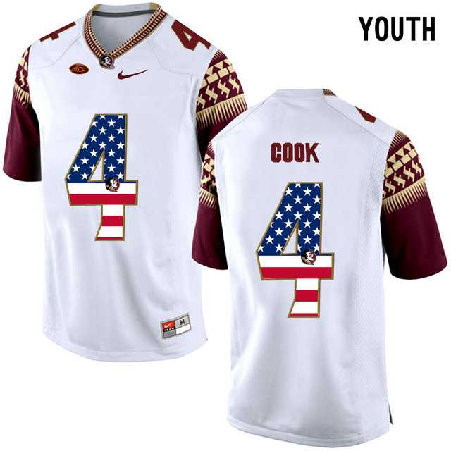 Florida State Seminoles #4 Dalvin Cook White USA Flag College Football Youth Limited Jersey