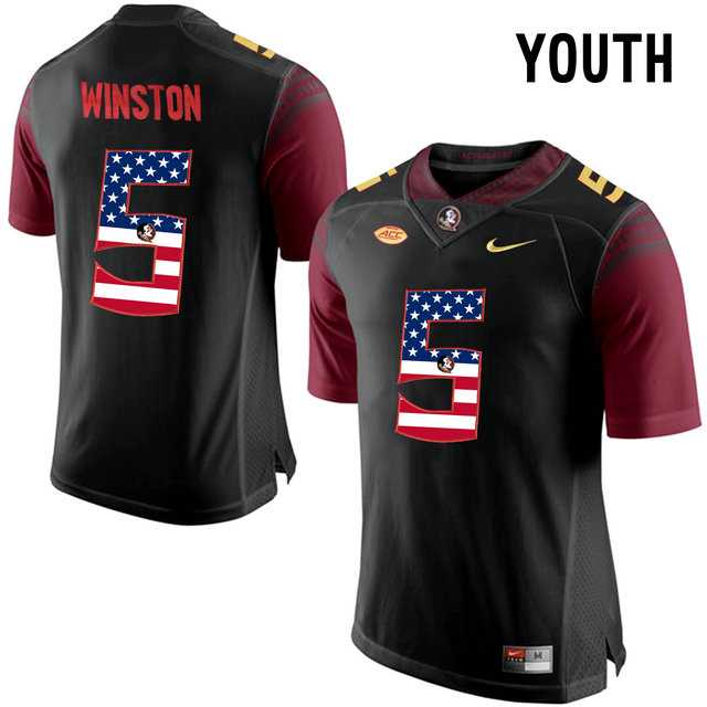 Florida State Seminoles #5 Jameis Winston Black USA Flag College Football Youth Limited Jersey