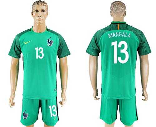 France #13 Mangala Green Goalkeeper Soccer Country Jersey