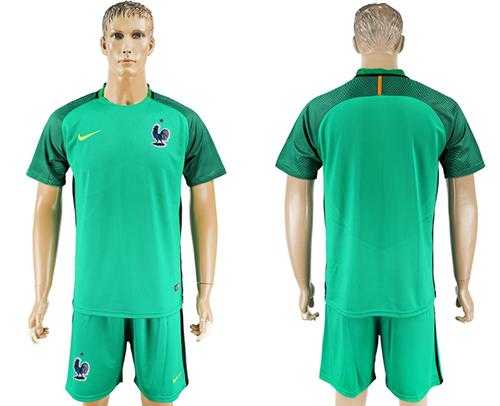 France Blank Green Goalkeeper Soccer Country Jersey