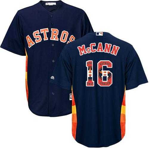 Houston Astros #16 Brian McCann Navy Blue Team Logo Fashion Stitched MLB Jersey