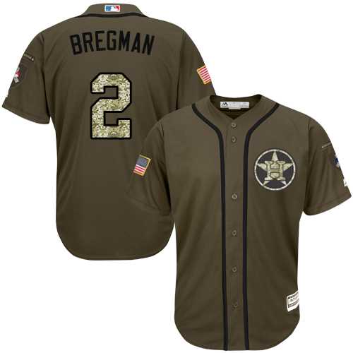 Houston Astros #2 Alex Bregman Green Salute to Service Stitched MLB Jersey Houston Astros #2 Alex Bregman Green Salute to Service Stitched MLB Jersey