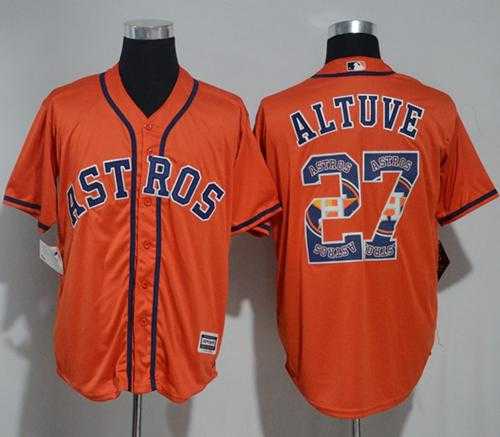 Houston Astros #27 Jose Altuve Orange Team Logo Fashion Stitched MLB Jersey