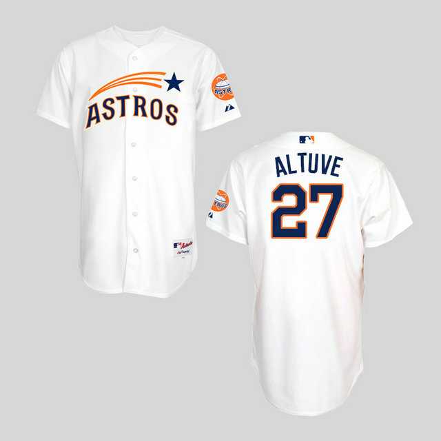 Houston Astros #27 Jose Altuve White Throwback Stitched Baseball Jersey