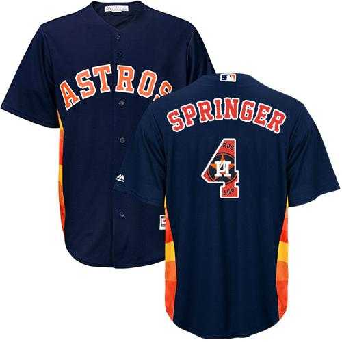 Houston Astros #4 George Springer Navy Blue Team Logo Fashion Stitched MLB Jersey