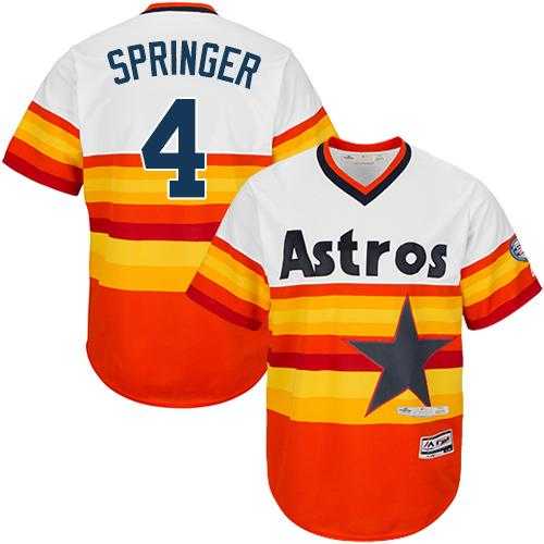Houston Astros #4 George Springer White Orange Flexbase Authentic Collection Cooperstown Stitched MLB Jersey