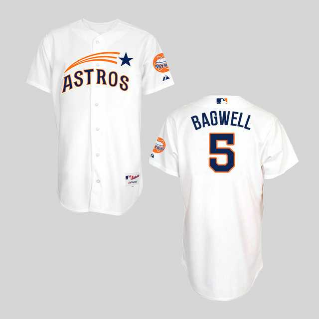 Houston Astros #5 Jeff Bagwell White Throwback Stitched Baseball Jersey