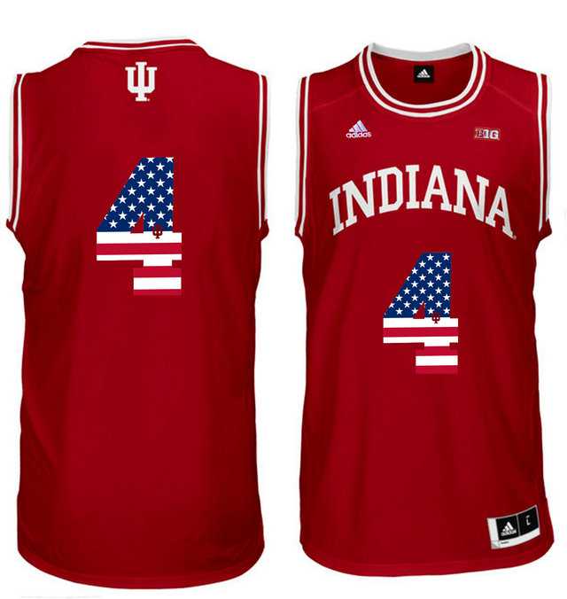 Indiana Hoosiers #4 Victor Oladipo Red 40 Big 10 Patch USA Flag College Basketball Jersey