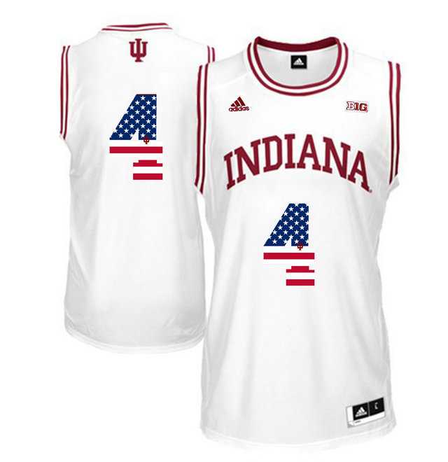 Indiana Hoosiers #4 Victor Oladipo White 40 Big 10 Patch USA Flag College Basketball Jersey