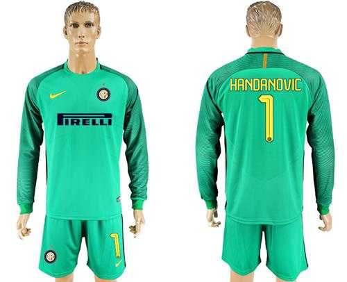 Inter Milan #1 Handanovic Green Goalkeeper Long Sleeves Soccer Club Jersey