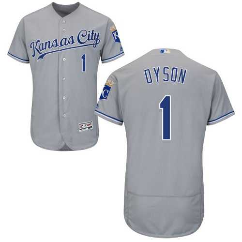 Kansas City Royals #1 Jarrod Dyson Grey Flexbase Authentic Collection Stitched MLB Jersey