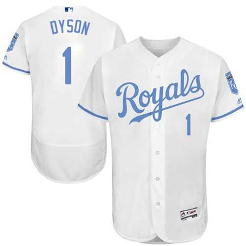 Kansas City Royals #1 Jarrod Dyson White Flexbase Authentic Collection Father's Day Stitched MLB Jersey