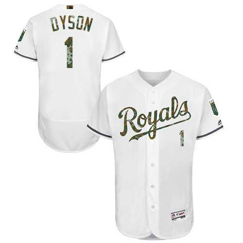 Kansas City Royals #1 Jarrod Dyson White Flexbase Authentic Collection Memorial Day Stitched MLB Jersey