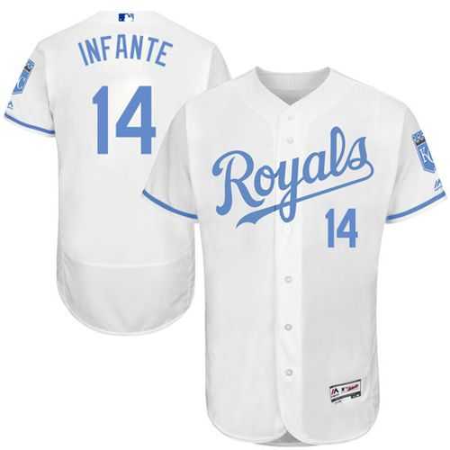 Kansas City Royals #14 Omar Infante White Flexbase Authentic Collection Father's Day Stitched MLB Jersey