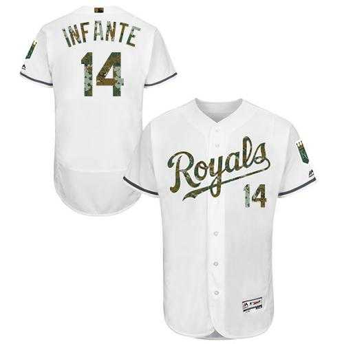 Kansas City Royals #14 Omar Infante White Flexbase Authentic Collection Memorial Day Stitched MLB Jersey
