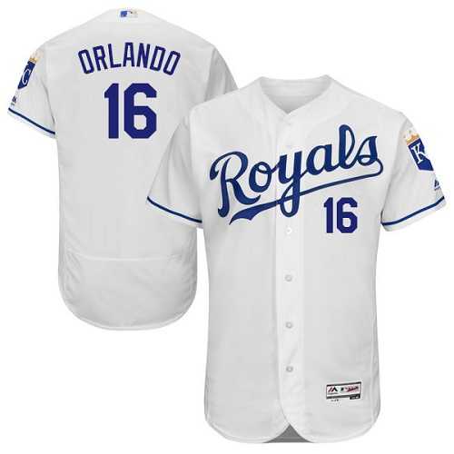 Kansas City Royals #16 Paulo Orlando White Flexbase Authentic Collection Stitched MLB Jersey