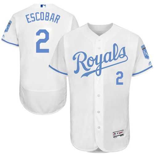 Kansas City Royals #2 Alcides Escobar White Flexbase Authentic Collection Father's Day Stitched MLB Jersey