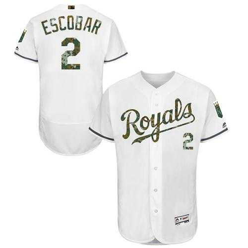 Kansas City Royals #2 Alcides Escobar White Flexbase Authentic Collection Memorial Day Stitched MLB Jersey