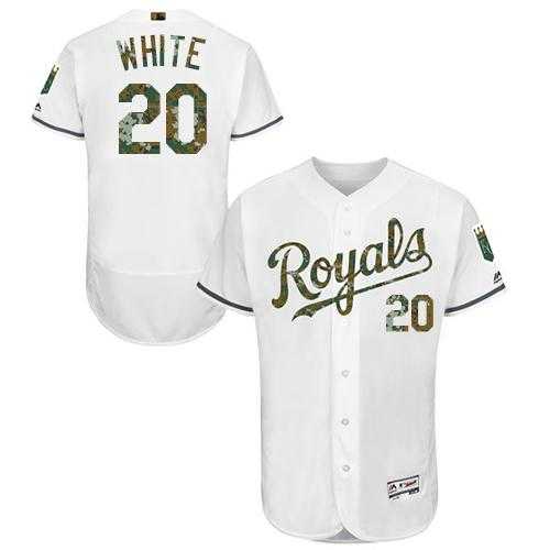 Kansas City Royals #20 Frank White White Flexbase Authentic Collection Memorial Day Stitched MLB Jersey