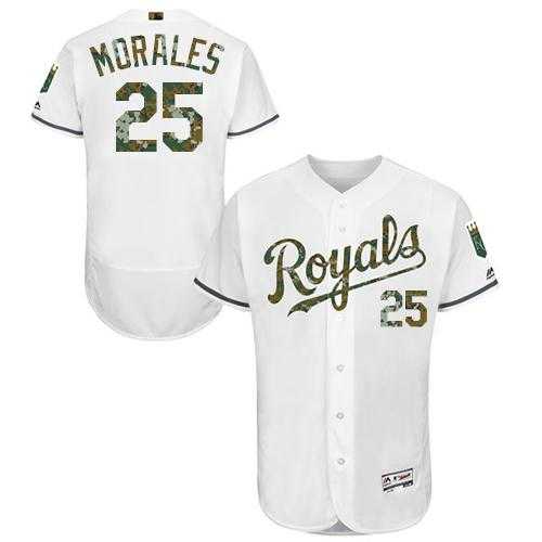 Kansas City Royals #25 Kendrys Morales White Flexbase Authentic Collection Memorial Day Stitched MLB Jersey