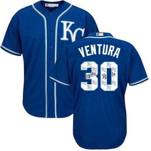 Kansas City Royals #30 Yordano Ventura Royal Blue Team Logo Fashion Stitched MLB Jersey