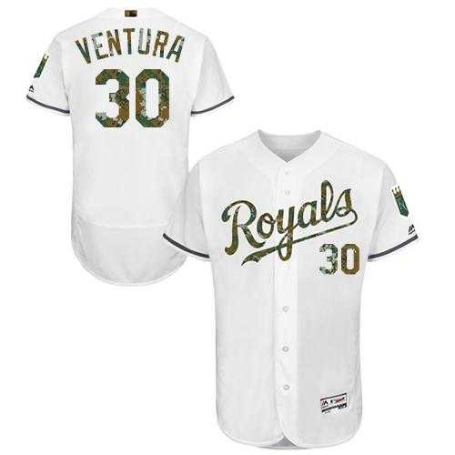 Kansas City Royals #30 Yordano Ventura White Flexbase Authentic Collection Memorial Day Stitched MLB Jersey