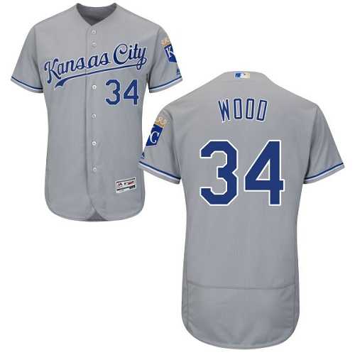 Kansas City Royals #34 Travis Wood Grey Flexbase Authentic Collection Stitched MLB Jersey