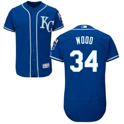 Kansas City Royals #34 Travis Wood Royal Blue Flexbase Authentic Collection Stitched MLB Jersey
