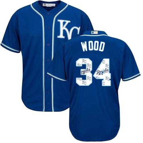 Kansas City Royals #34 Travis Wood Royal Blue Team Logo Fashion Stitched MLB Jersey