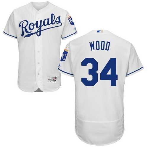 Kansas City Royals #34 Travis Wood White Flexbase Authentic Collection Stitched MLB Jersey