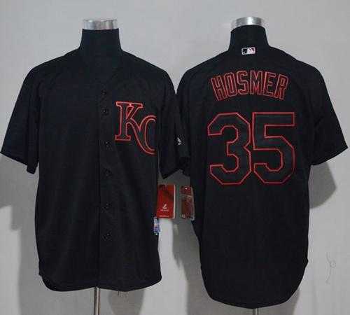 Kansas City Royals #35 Eric Hosmer Black Strip Stitched MLB Jersey