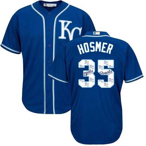 Kansas City Royals #35 Eric Hosmer Royal Blue Team Logo Fashion Stitched MLB Jersey