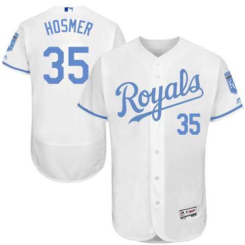Kansas City Royals #35 Eric Hosmer White Flexbase Authentic Collection Father's Day Stitched MLB Jersey