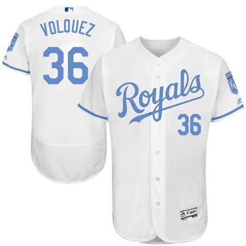 Kansas City Royals #36 Edinson Volquez White Flexbase Authentic Collection Father's Day Stitched MLB Jersey