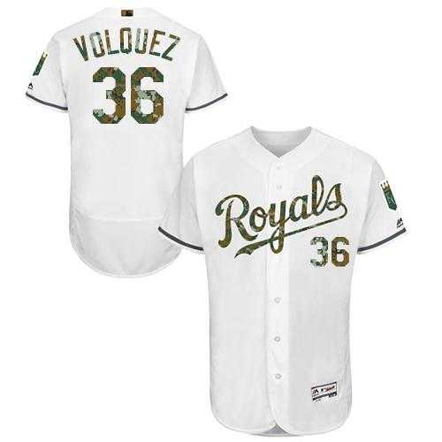 Kansas City Royals #36 Edinson Volquez White Flexbase Authentic Collection Memorial Day Stitched MLB Jersey