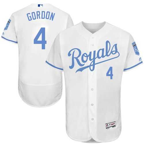 Kansas City Royals #4 Alex Gordon White Flexbase Authentic Collection Father's Day Stitched MLB Jersey