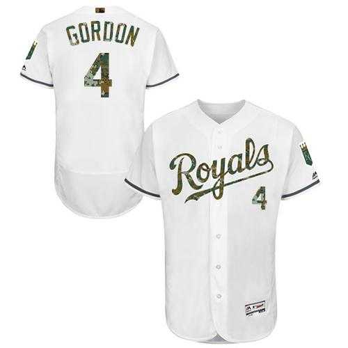 Kansas City Royals #4 Alex Gordon White Flexbase Authentic Collection Memorial Day Stitched MLB Jersey