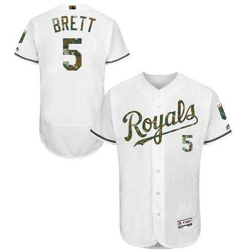 Kansas City Royals #5 George Brett White Flexbase Authentic Collection Memorial Day Stitched MLB Jersey