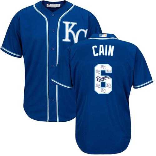 Kansas City Royals #6 Lorenzo Cain Royal Blue Team Logo Fashion Stitched MLB Jersey